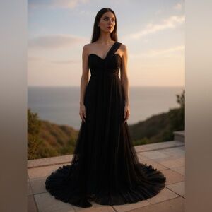 Guess by Marciano Special Occasion Black Maxi Dress size MEDIUM backless pleats